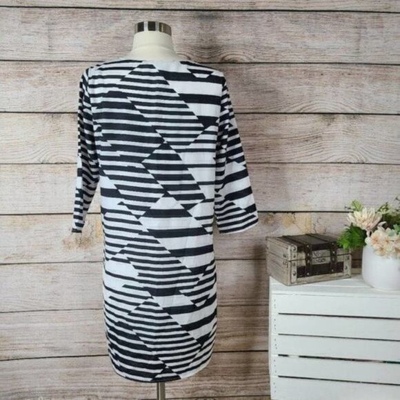 Everly Shift‎ Dress Black White Striped Medium - Picture 2 of 2